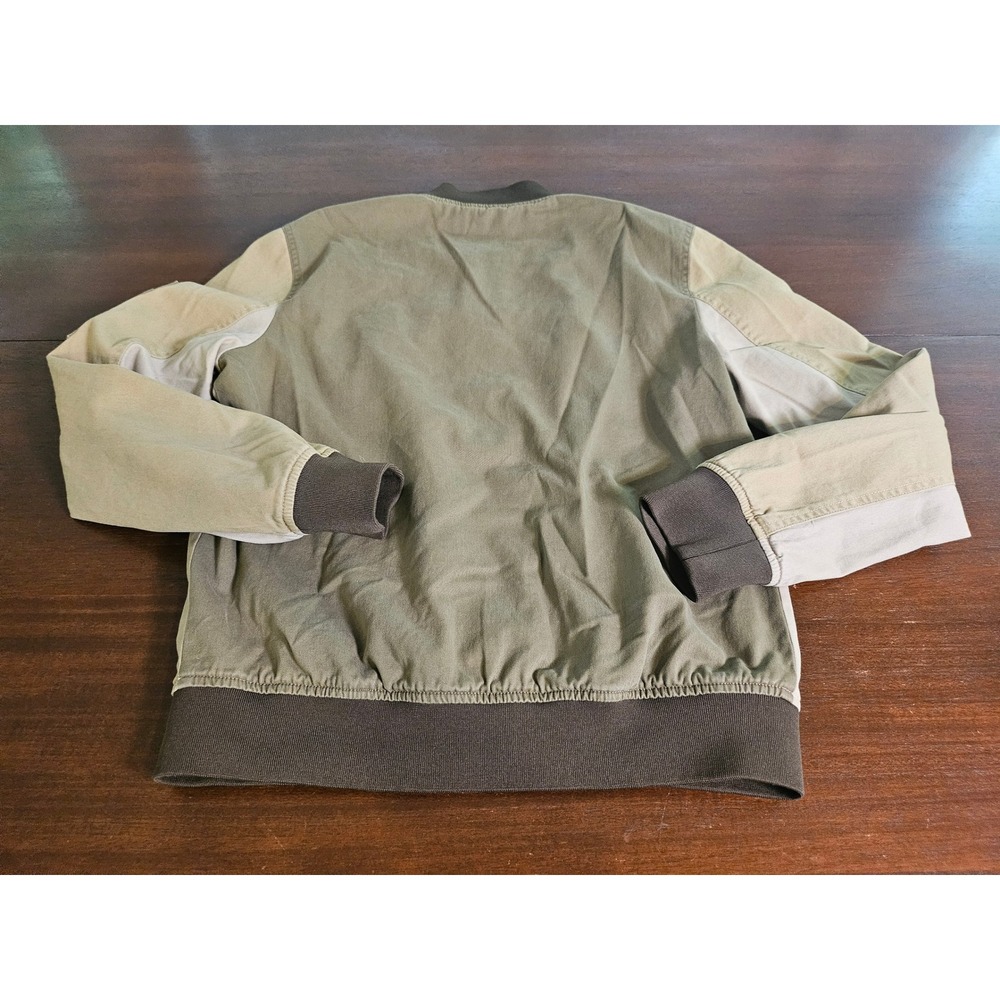 Sun + Stone Bomber Jacket Mens Small Green Tan Colorblock Utility Full Zip - Picture 7 of 10